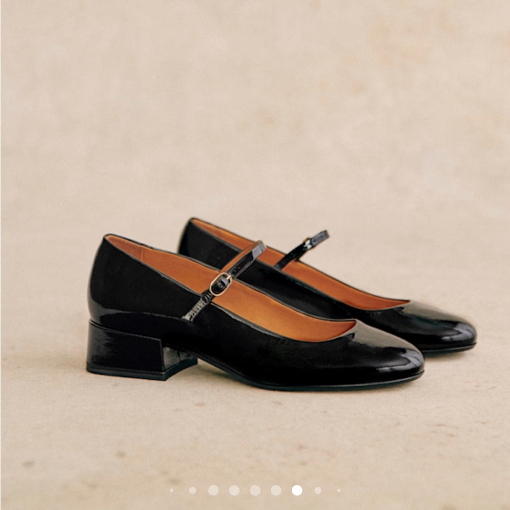 NIB Sezane Angelique black patent leather Mary Jane shoes size 40